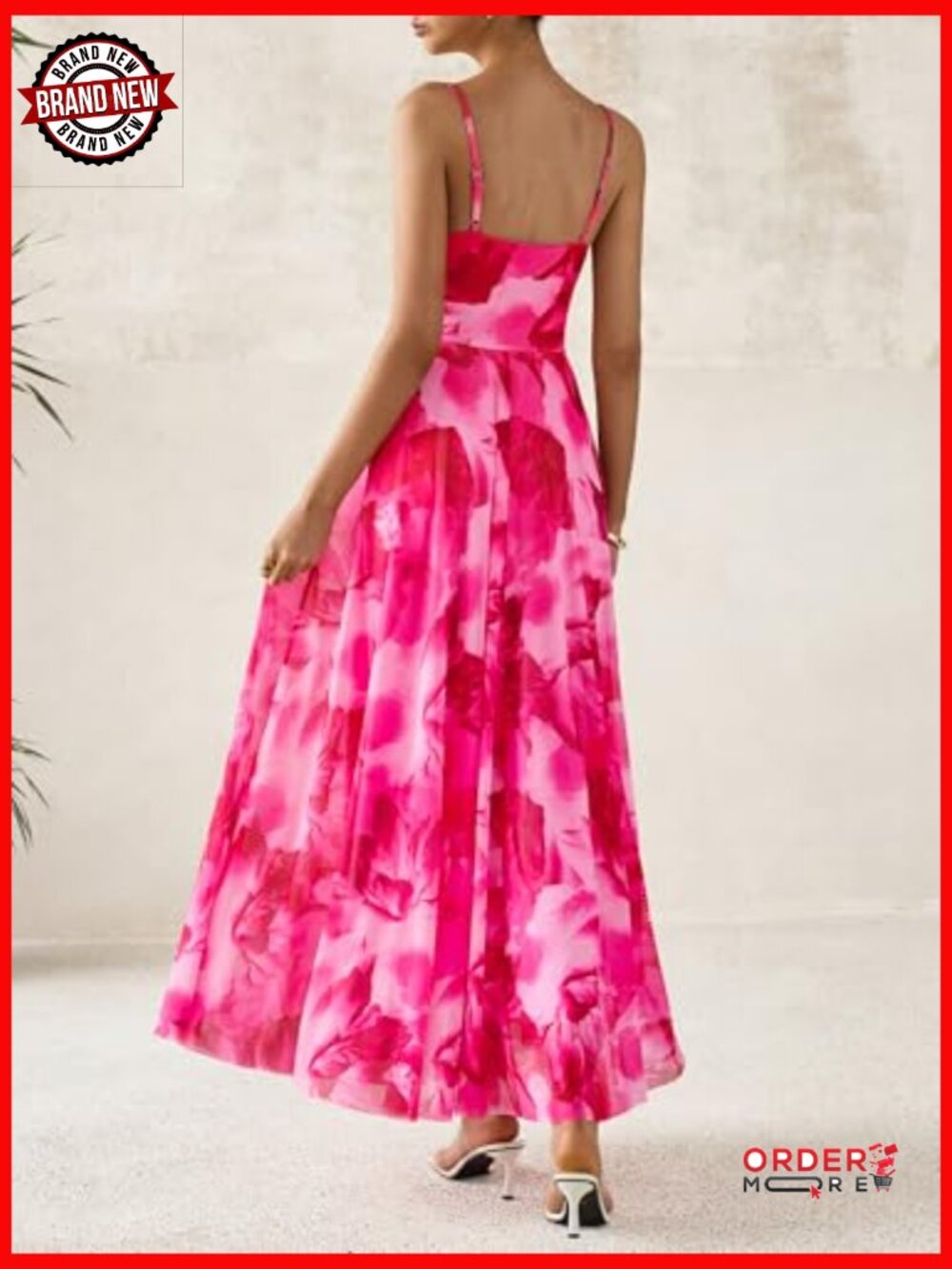 Sleeveless Cowl Neck Floral Maxi Dress A-Line Mesh Summer - Picture 3 of 7